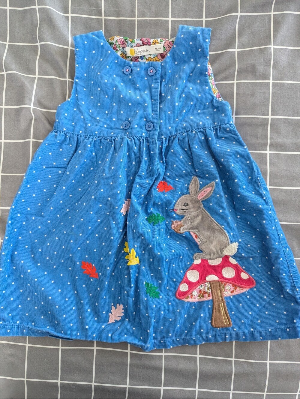 Boden bunny toadstool autumn leaves pinnie dress